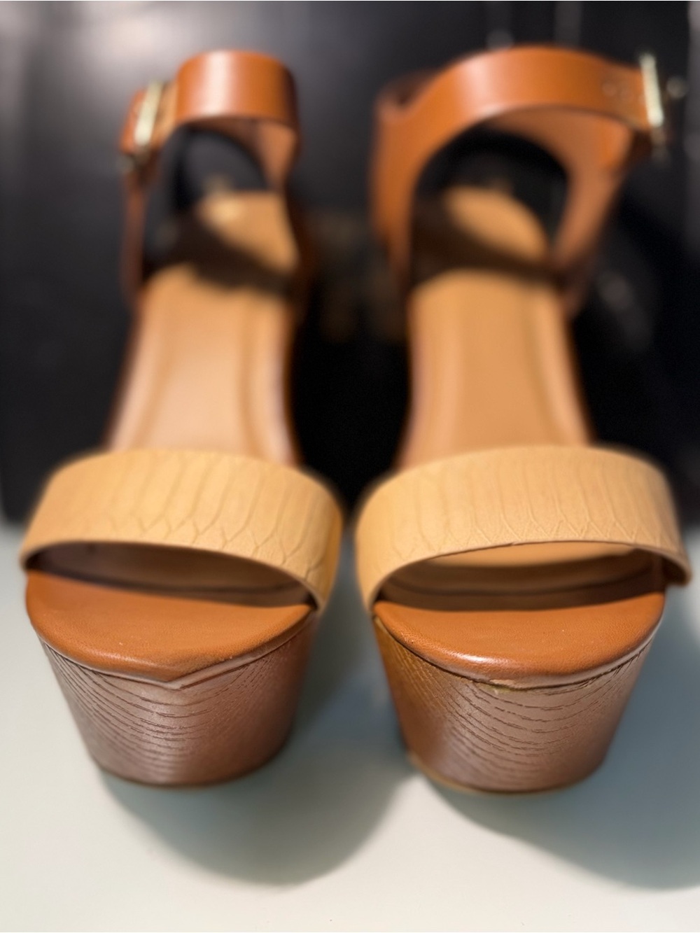 Charlotte Russe Two-Tone Tan & Brown Platform Sandals